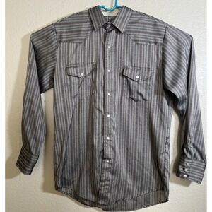 Roper Men's Long Sleeve Western Shirt Brown  Vertical Stripe Pearl Snap Size‎ L